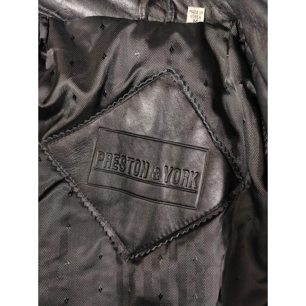 Vintage Preston & York Coat Womens Medium Black Leather Overcoat Thinsulate - Picture 11 of 12